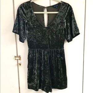 Emerald Green Velvet Romper